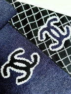 CC Scarf 185 CM In Black Mix Charcoal Blue Cashmere Wool 410150