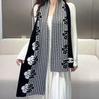 CC Scarf 180 CM In Black Mix White Cashmere Wool  411563