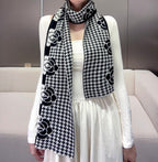 CC Scarf 180 CM In Black Mix White Cashmere Wool  411563