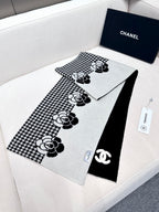 CC Scarf 180 CM In Black Mix White Cashmere Wool  411563