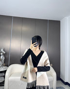 Scarf 190 CM Light Brown Mix White Wool Soft