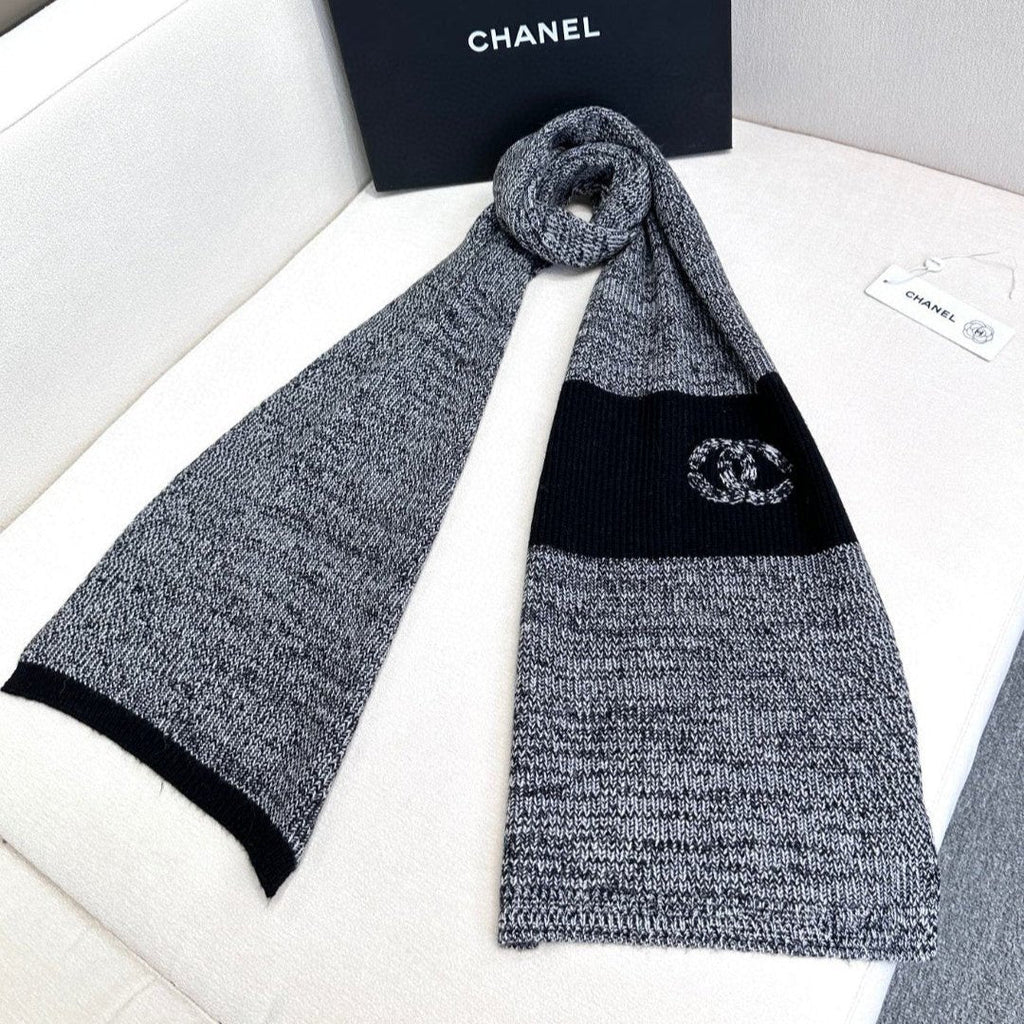 CC Scarf 180 CM In Grey Black Mix Black Cashmere 415136