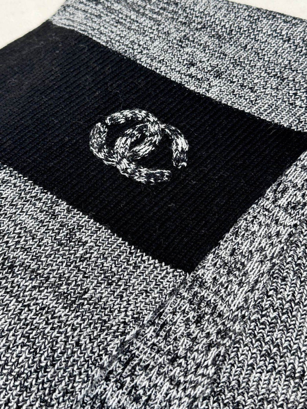CC Scarf 180 CM In Grey Black Mix Black Cashmere 415136