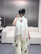 CC Scarf 200 CM In White Mix Beige Light Linen Fabric 418194