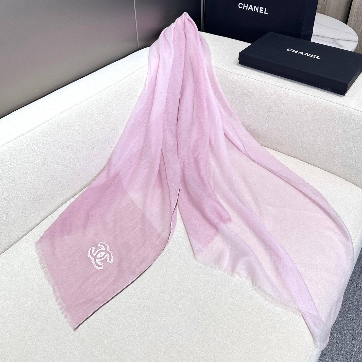 CC Scarf 200 CM In Light Pink Linen Fabric 418196