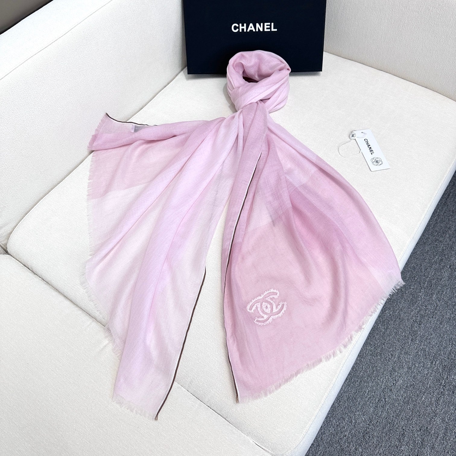 CC Scarf 200 CM In Light Pink Linen Fabric 418196