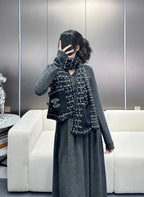 CC Scarf 180 CM In Black White Cashmere 421359