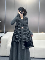 CC Scarf 180 CM In Black White Cashmere 421359