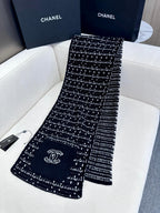 CC Scarf 180 CM In Black White Cashmere 421359