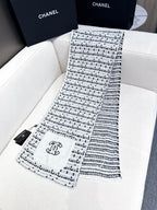 CC Scarf 180 CM In White Black Cashmere 421360