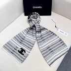 CC Scarf 180 CM In White Black Wool 422665