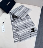 CC Scarf 180 CM In White Black Wool 422665