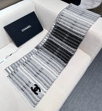 CC Scarf 180 CM In White Black Wool 422665