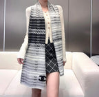 CC Scarf 180 CM In White Black Wool 422665