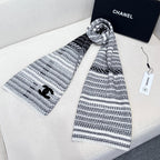CC Scarf 180 CM In White Black Wool 422665