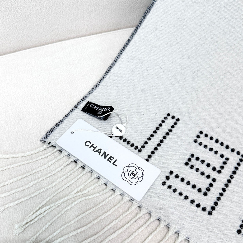CC Scarf 200 CM In Black Mix White Cashmere  422706
