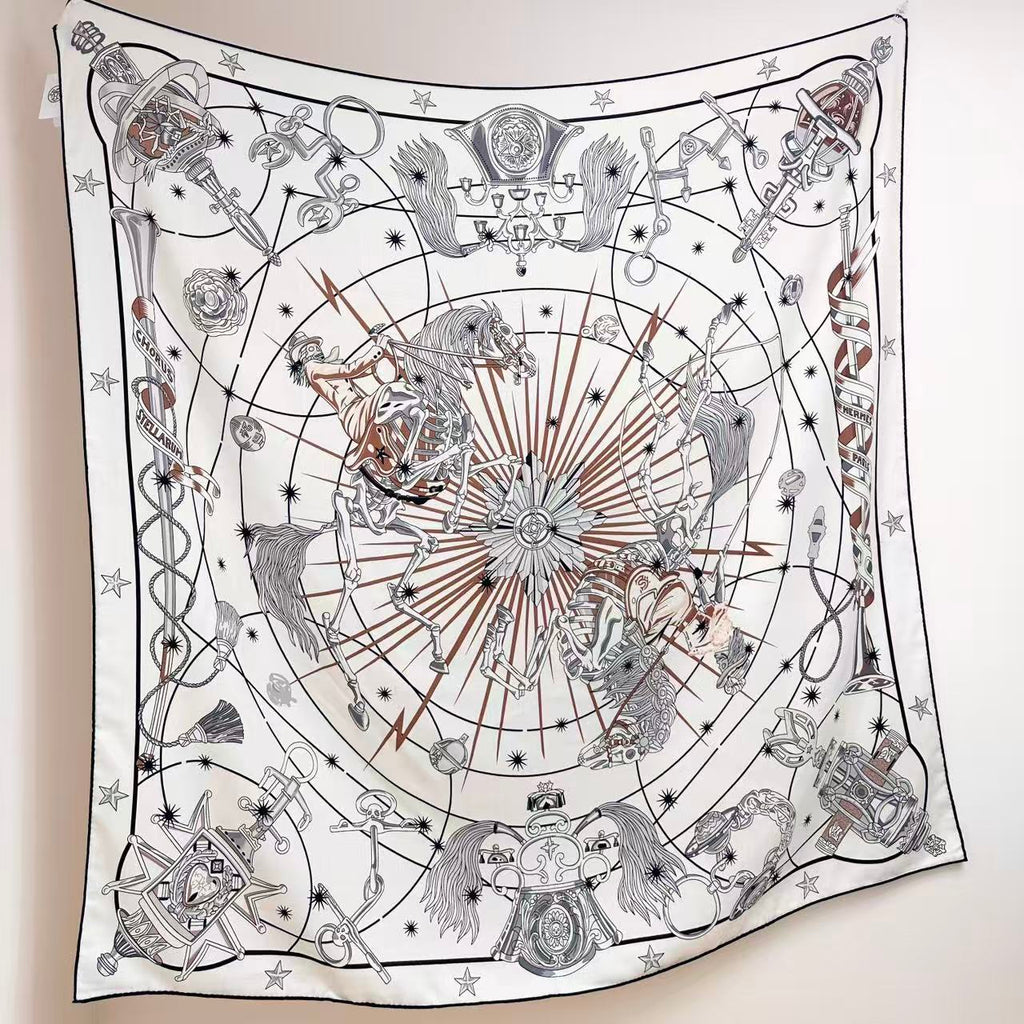 HM  Creative Origins Scarf 135CM White Cashmere Silk 969434