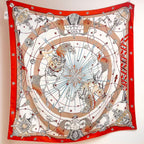 HM  Creative Origins Scarf 135CM Orange White Cashmere Silk 969436