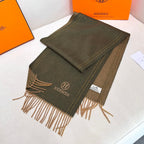 HM Scarf 190 CM Dark Green Wool 969437