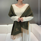 HM Scarf 190 CM Dark Green Wool 969437