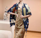 HM 25s Glove Time Scarf 135cm Blue Wool Mulberry Silk 971106