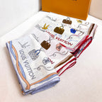 LV urkish Hot Air Balloon Scarf 140cm Blue Colorful Cashmere 971100