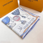 LV urkish Hot Air Balloon Scarf 140cm Blue Colorful Cashmere 971100