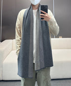 LV Selling High-End Men's Scarf 180cm Dark Blue Cashmere 971097