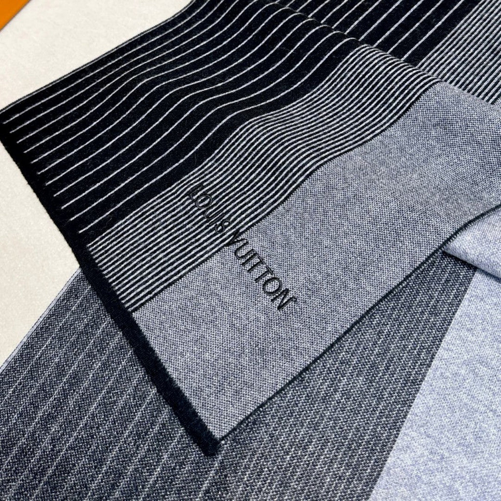 LV Selling High-End Men's Scarf 180cm Black Cashmere 971098