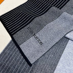 LV Selling High-End Men's Scarf 180cm Black Cashmere 971098