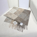 Loewe Scarf 180CM  Light Brown Gray Wool Cashmere 968611