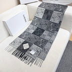 Loewe Scarf 180CM  Black Gray Wool Cashmere 968612