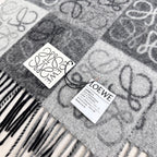 Loewe Scarf 180CM  Black Gray Wool Cashmere 968612