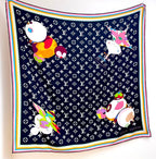LV x TM SUPERFLAT 140cm Black Multicolor Silk Wool 978740