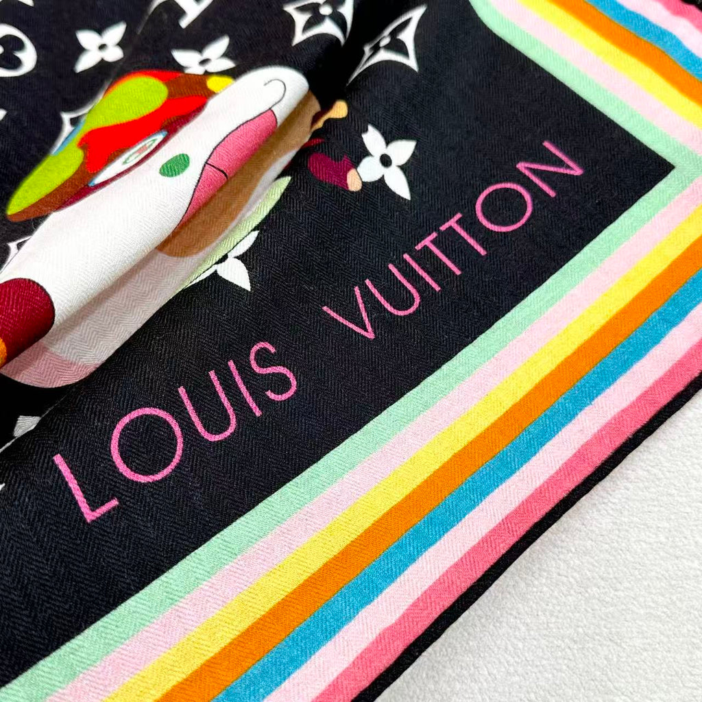 LV x TM SUPERFLAT 140cm Black Multicolor Silk Wool 978740