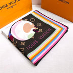 LV x TM SUPERFLAT 140cm Brown Multicolor Silk Wool 978741