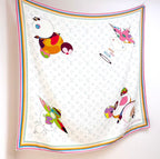 LV x TM SUPERFLAT 140cm White Multicolor Silk Wool 978742