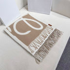 Loewe Scarf 180CM Beige White Cashmere 962789