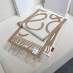 Loewe Scarf 180CM Beige White Cashmere 962789