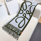 Loewe Scarf 180CM Green Baby Blue Cashmere 962790