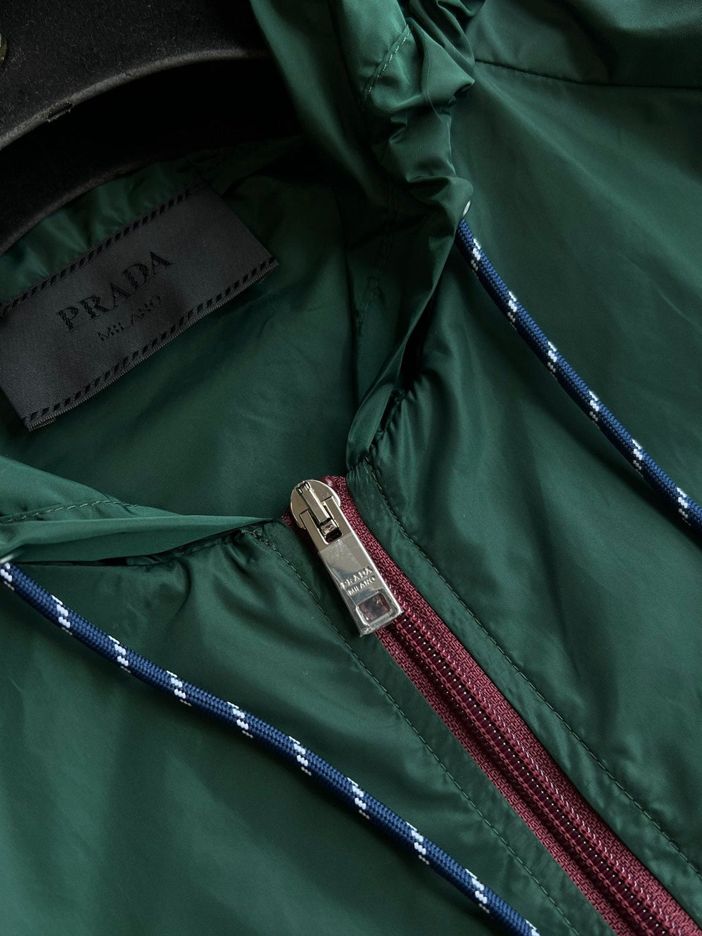 Prada 25 Hooded Jacket Turquoise Polyester