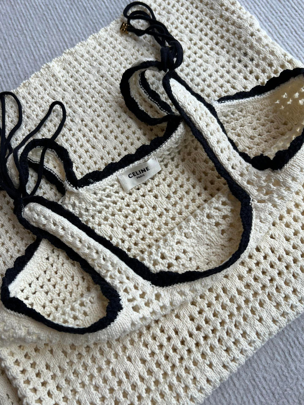 Celine 25 Hollow Camisole Dress White Cotton