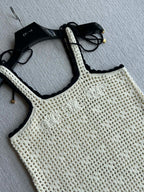 Celine 25 Hollow Camisole Dress White Cotton