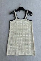 Celine 25 Hollow Camisole Dress White Cotton