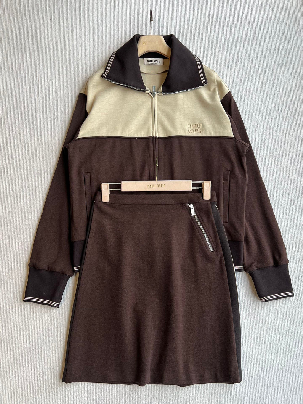 Miu Miu 25 Winter Set Brown Mix Beige Viscose