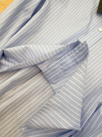 Miumiu 2025 Striped Short Shirt Blue Cotton