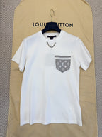 LV 25 Neck T-shirt White Mix Grey Cotton