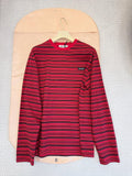 Miumiu 2025 Striped Long-sleeved T-shirt Red Cotton