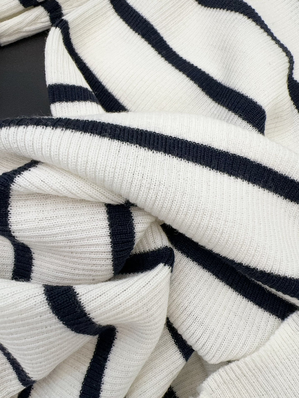 Prada Striped Knitted Turtleneck Sweater Black mix White Wool