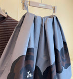 Miu Miu 25 Floral Fluffy Skirt Gray Cotton